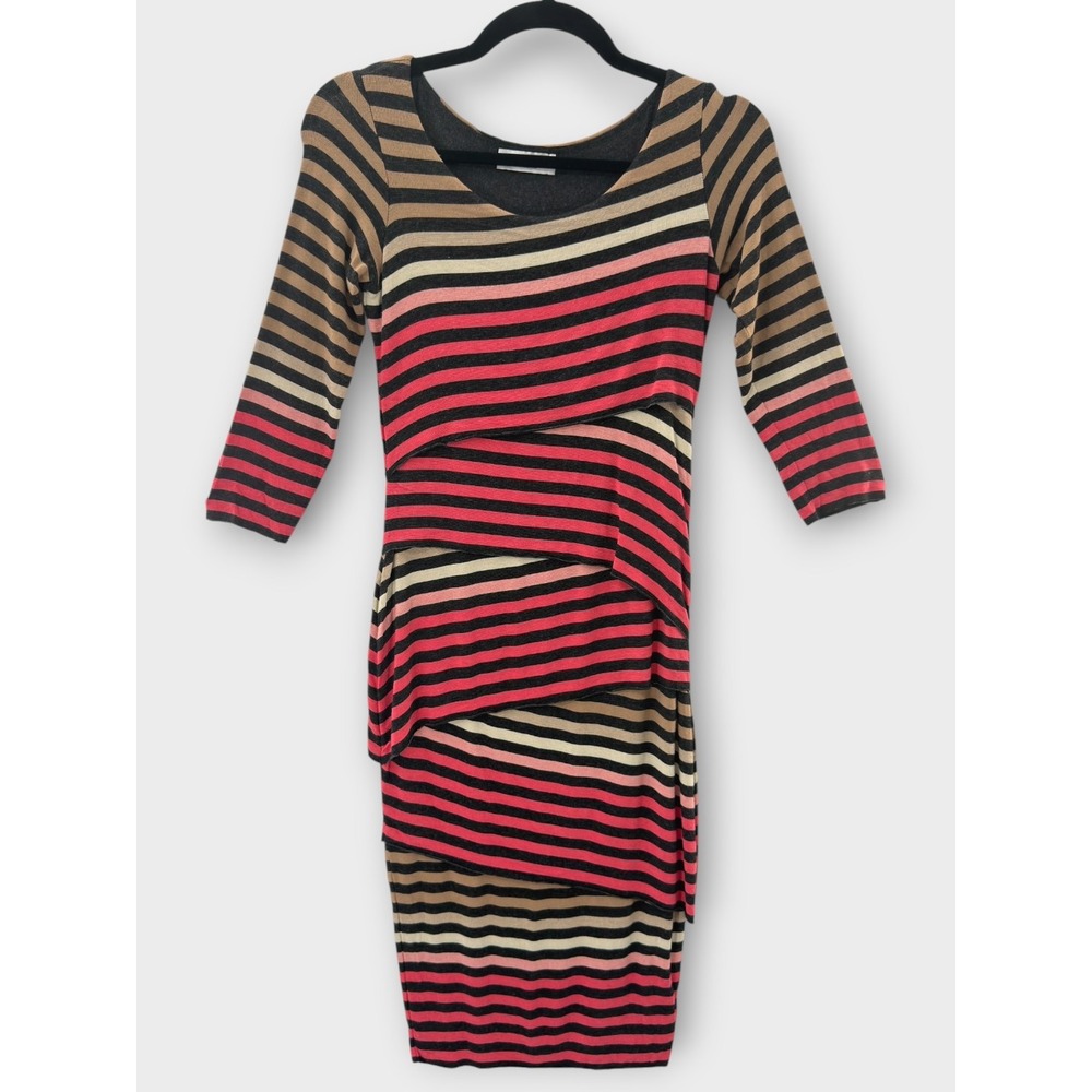 Anthropologie Bailey 44 Striped Column Dress S Bandage Lagenlook Knit Bodycon - Picture 3 of 16